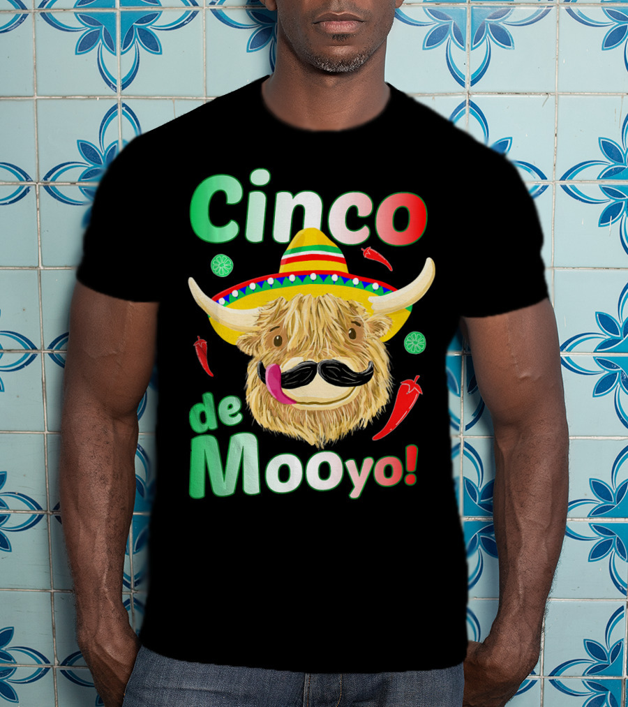 Cinco De Mooyo Scottish Highland Cow Fiesta T-Shirt