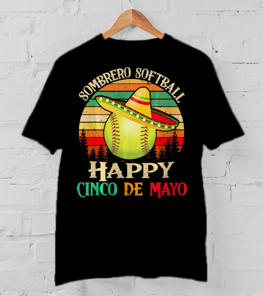 Sombrero Softball Happy Cinco De Mayo T-Shirt