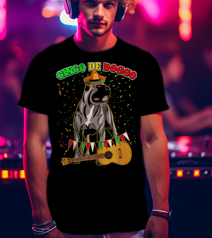 Cinco De Mayo Doggo Cane Corso Sombrero Guitar Festival T-Shirt