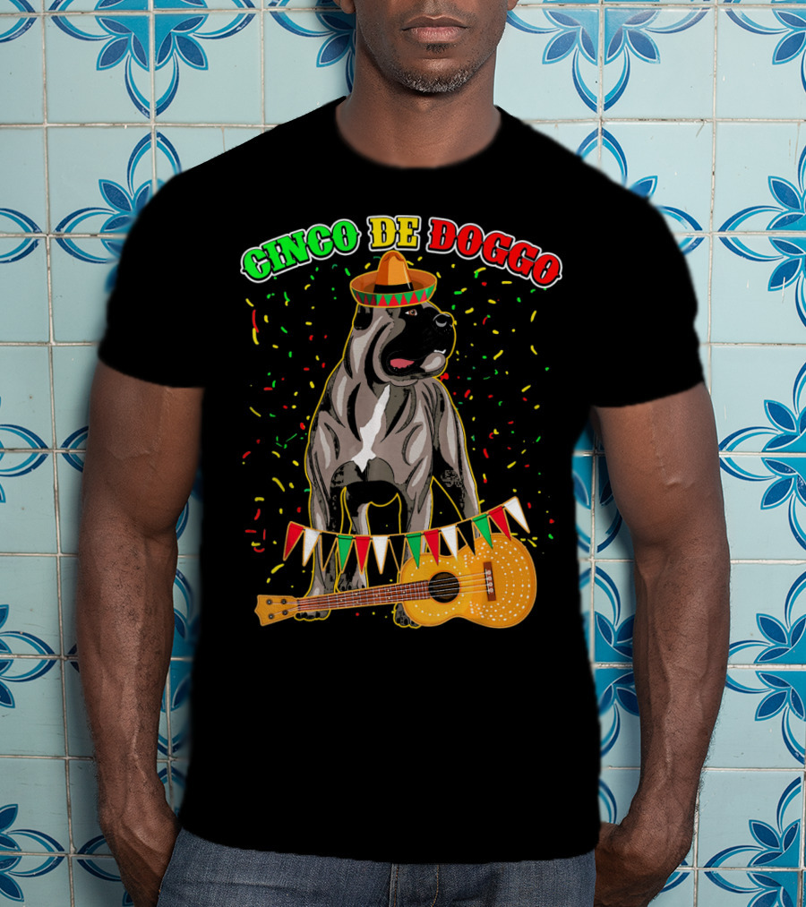 Cinco De Mayo Doggo Cane Corso Sombrero Guitar Festival T-Shirt
