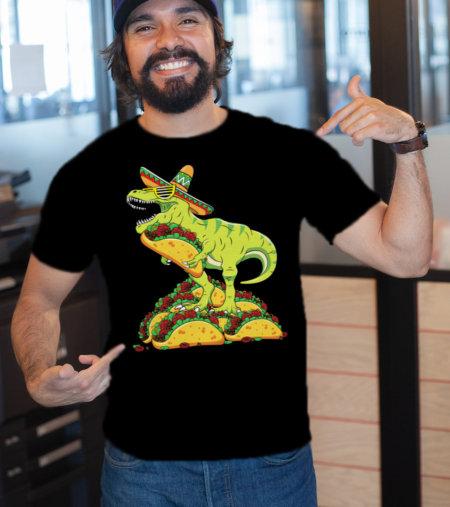 T Rex Sombrero Sunglasses Taco Cinco De Mayo Kids Boy T-Shirt