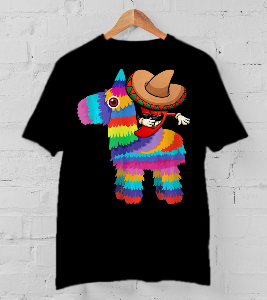 Dabbing Chili Pepper Piñata Cinco Sombrero Fun T-Shirt