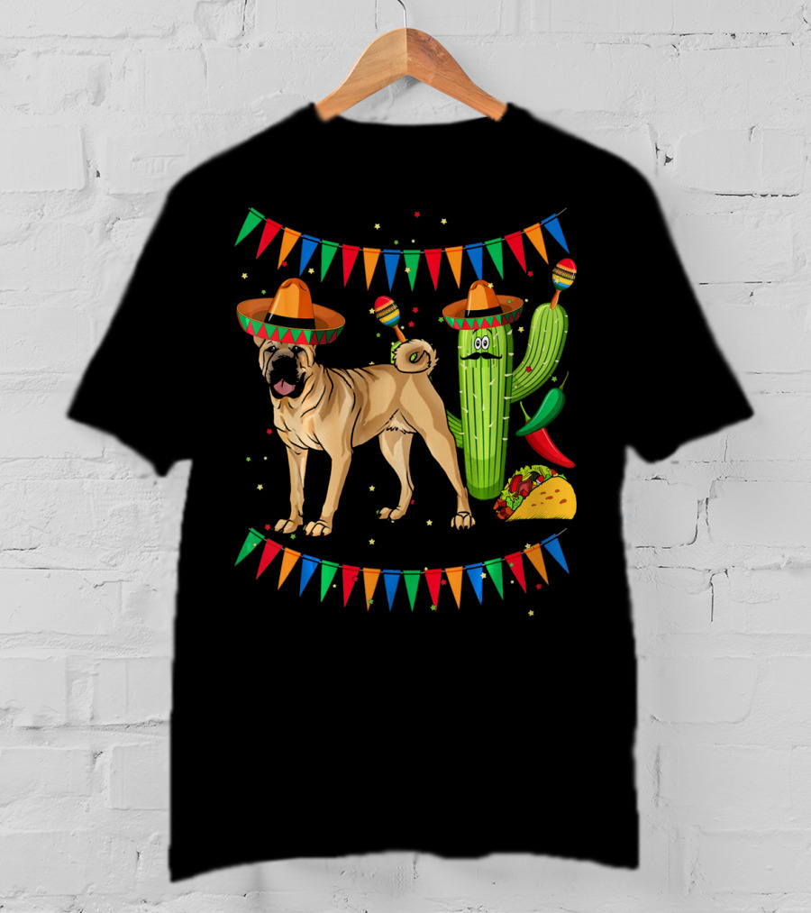 Sombrero Chinese Shar Pei Dog Mexico Cactus Fiesta Taco T-Shirt