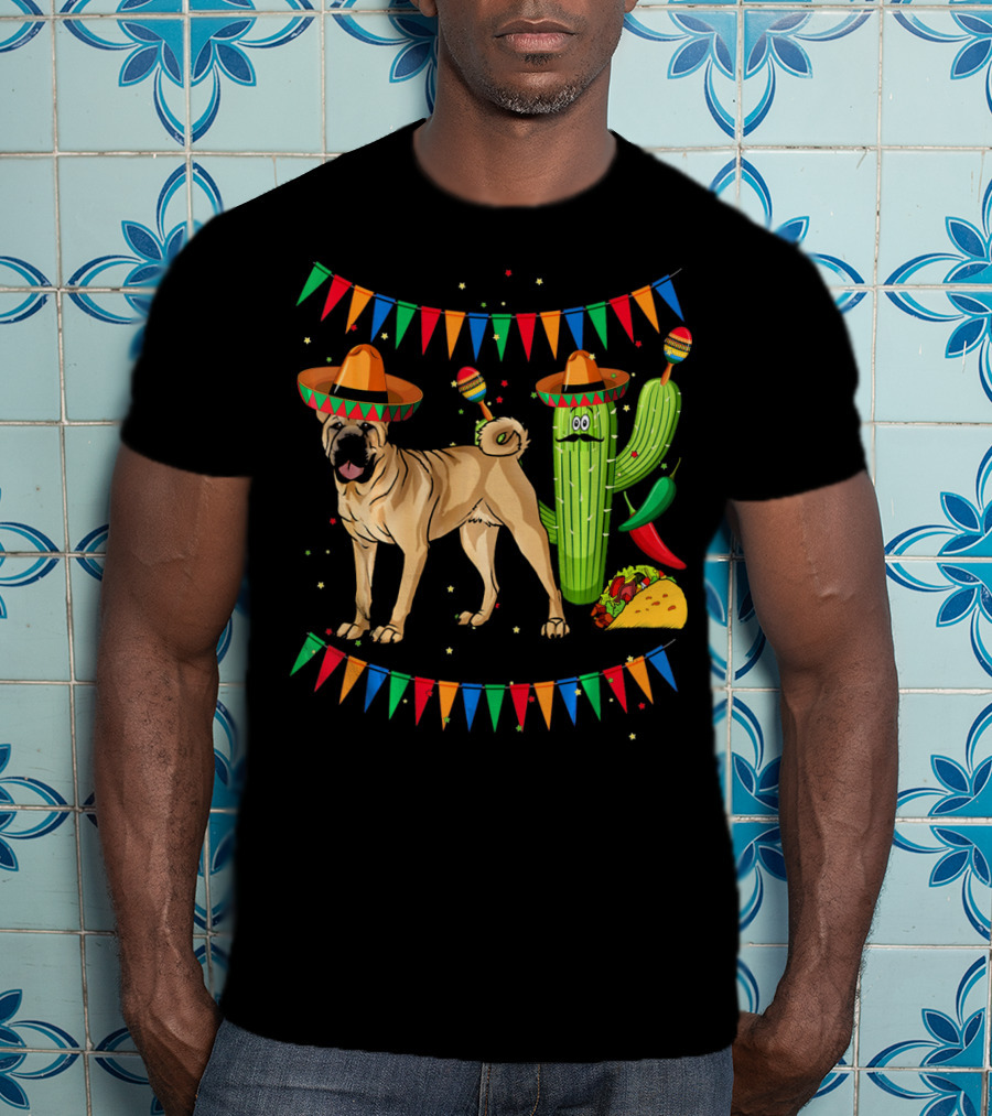 Sombrero Chinese Shar Pei Dog Mexico Cactus Fiesta Taco T-Shirt