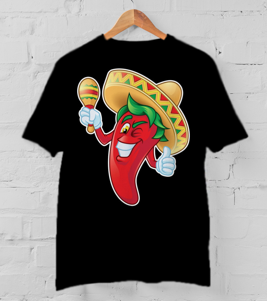 Funny Jalapeno Sombrero Maracas Cinco De Mayo T-Shirt