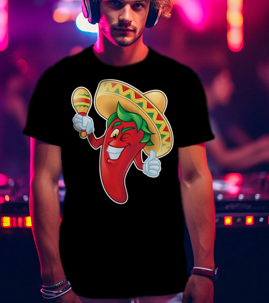 Funny Jalapeno Sombrero Maracas Cinco De Mayo T-Shirt
