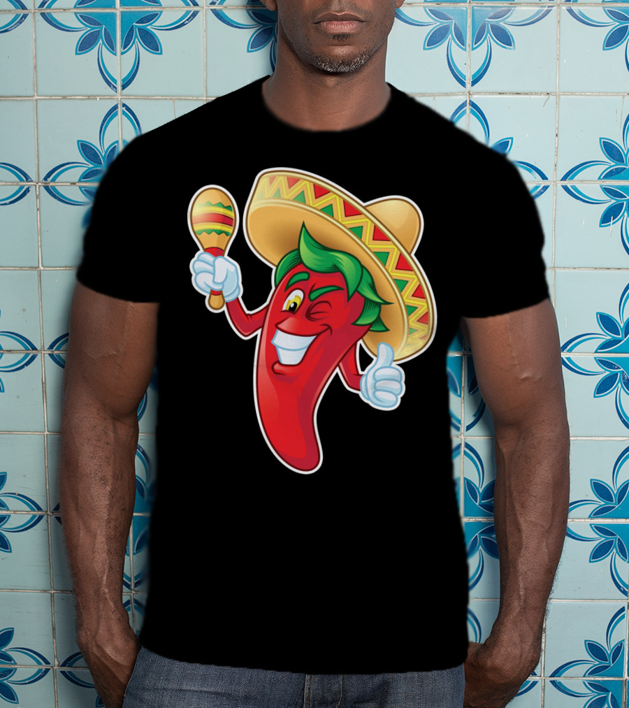 Funny Jalapeno Sombrero Maracas Cinco De Mayo T-Shirt