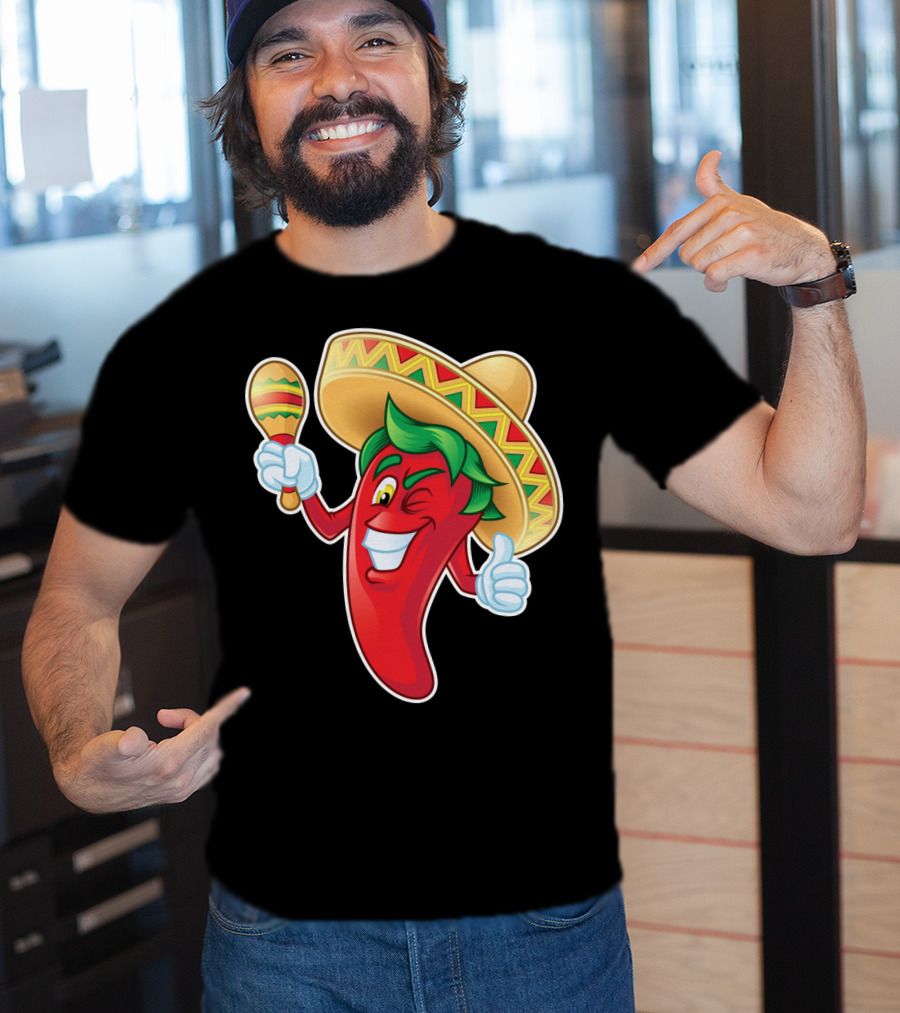 Funny Jalapeno Sombrero Maracas Cinco De Mayo T-Shirt