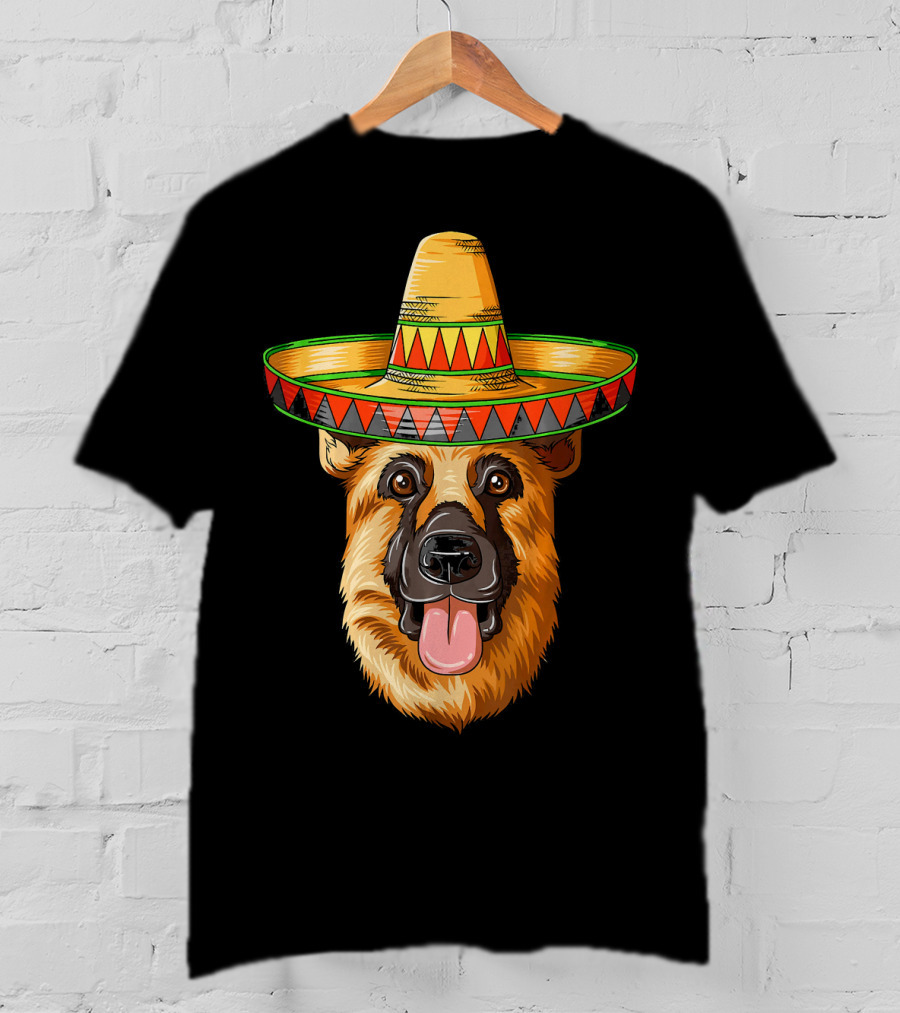 German Shepherd Sombrero Cinco De Mayo Mexican T-Shirt