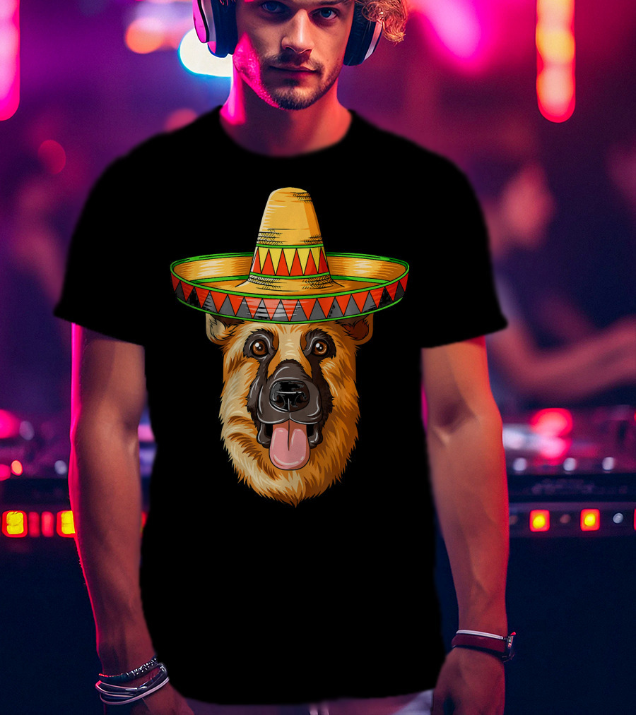 German Shepherd Sombrero Cinco De Mayo Mexican T-Shirt