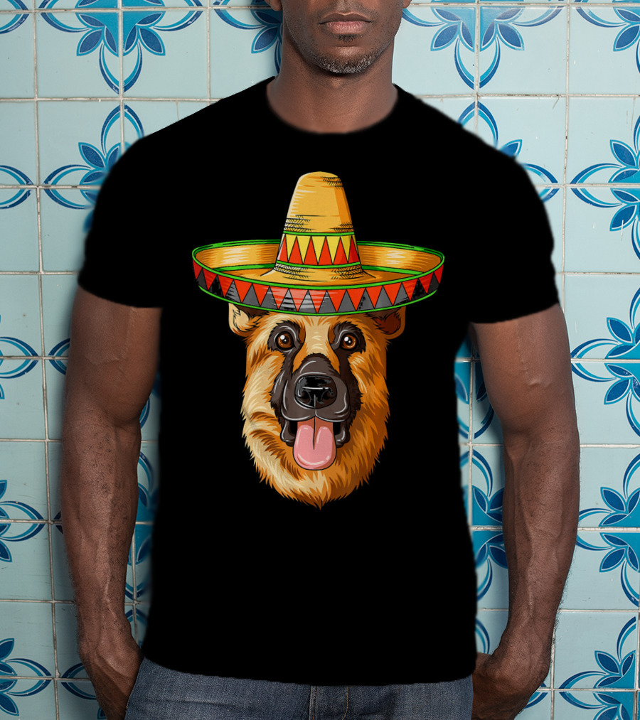 German Shepherd Sombrero Cinco De Mayo Mexican T-Shirt