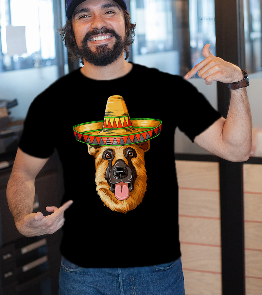 German Shepherd Sombrero Cinco De Mayo Mexican T-Shirt