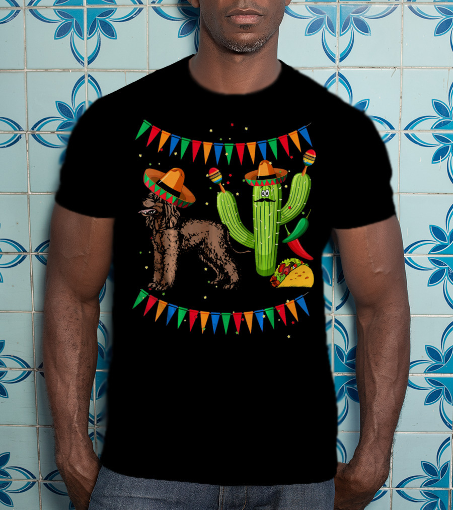 Sombrero Irish Water Spaniel With Fiesta Cactus And Taco Celebration Mexico T-Shirt