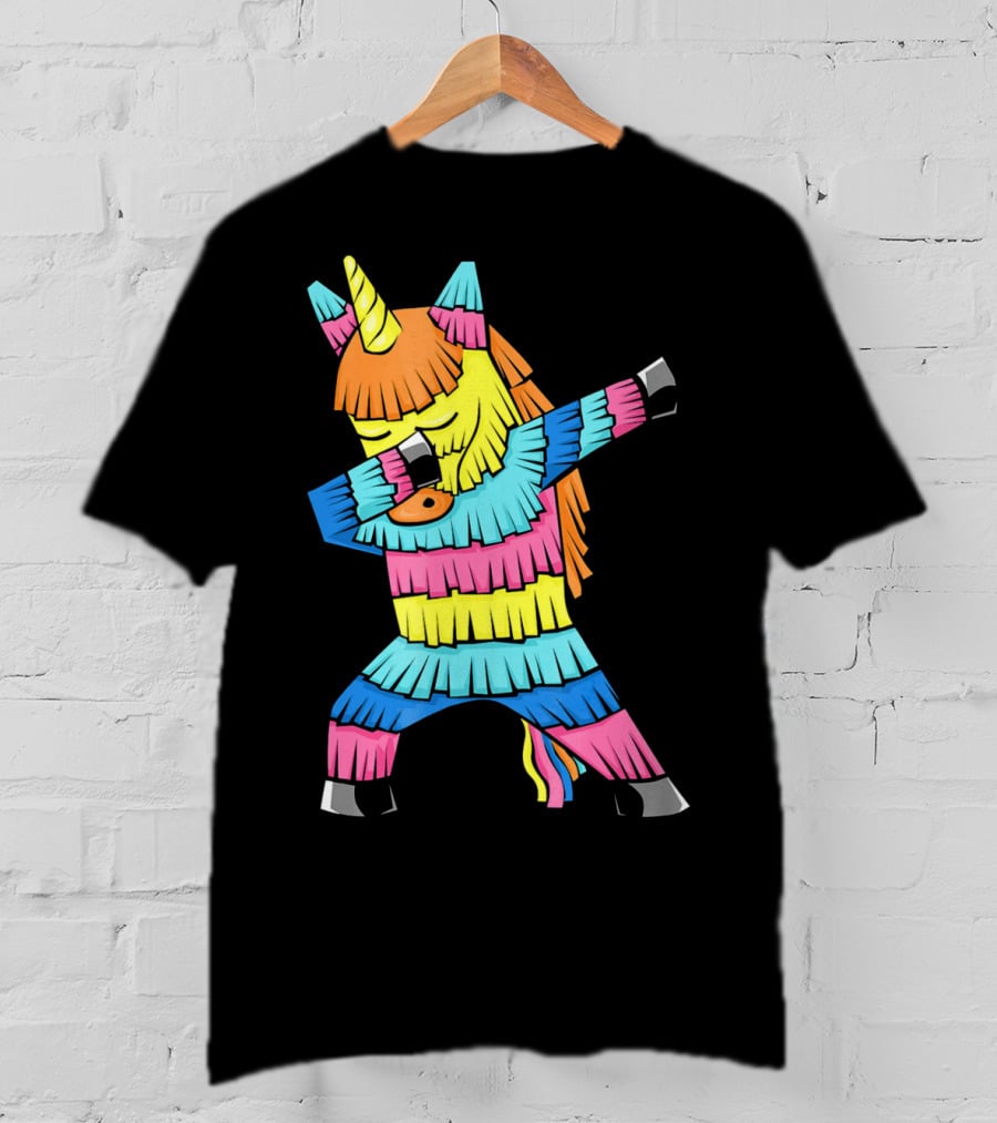 Cinco De Mayo Unicorn Dabbing Colorful Pinata Fun T-Shirt