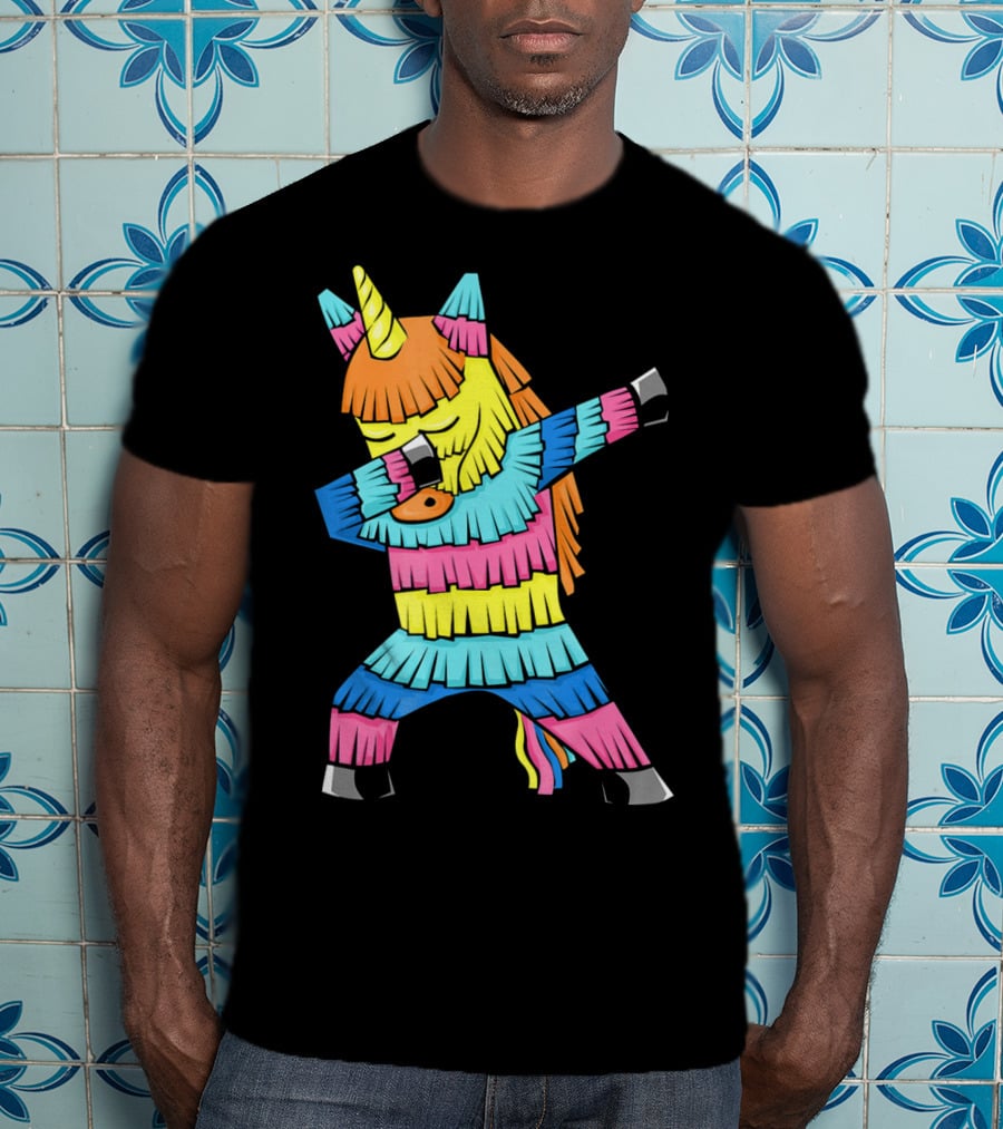 Cinco De Mayo Unicorn Dabbing Colorful Pinata Fun T-Shirt