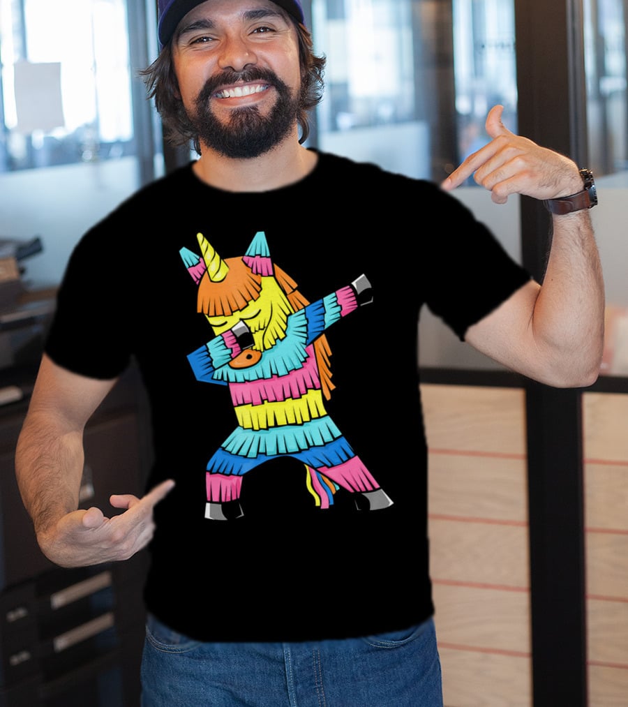 Cinco De Mayo Unicorn Dabbing Colorful Pinata Fun T-Shirt