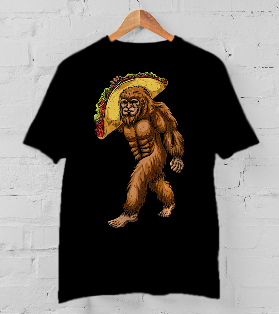 Bigfoot Sasquatch Holding Giant Taco T-Shirt