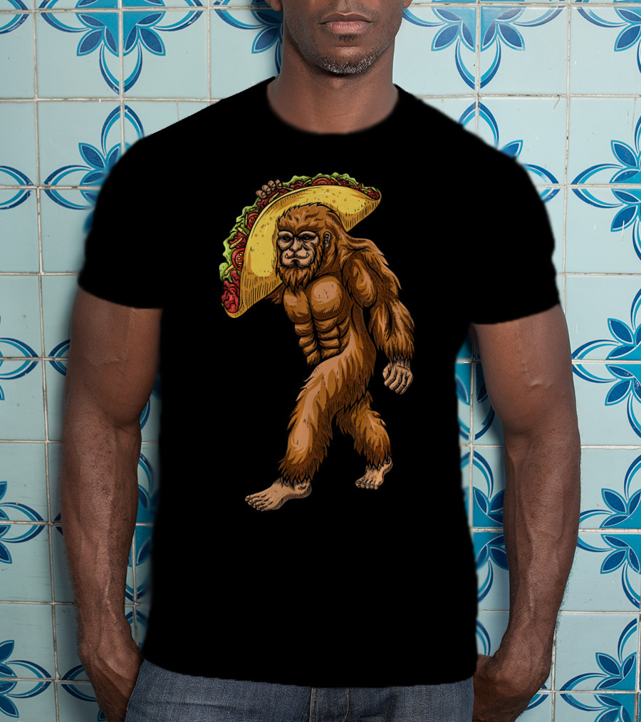 Bigfoot Sasquatch Holding Giant Taco T-Shirt