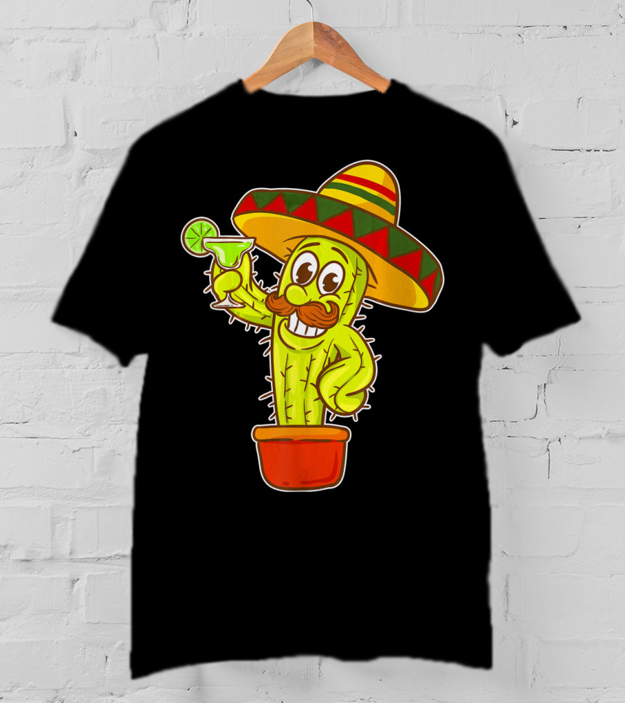Cinco DE Mayo Cactus Costume Sombrero Margarita T-Shirt