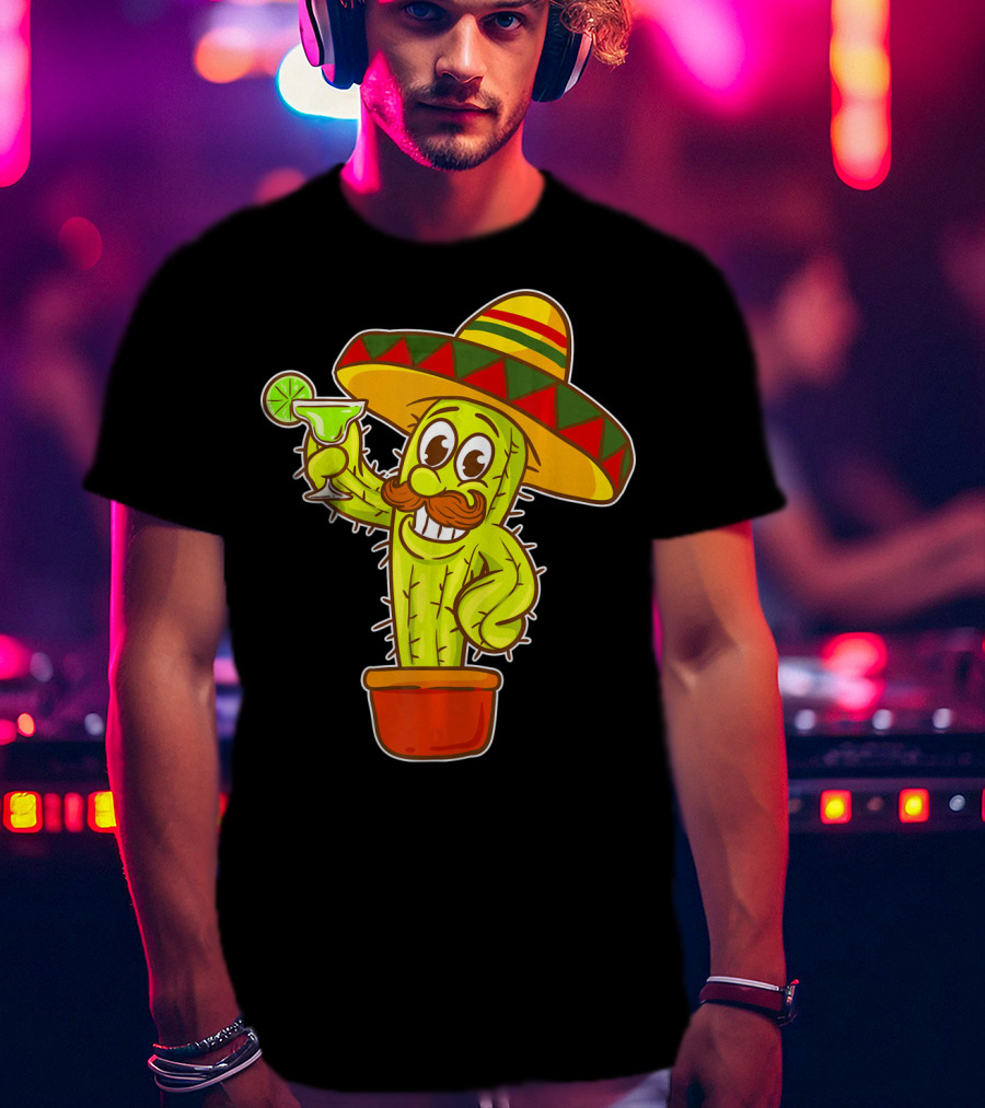 Cinco DE Mayo Cactus Costume Sombrero Margarita T-Shirt