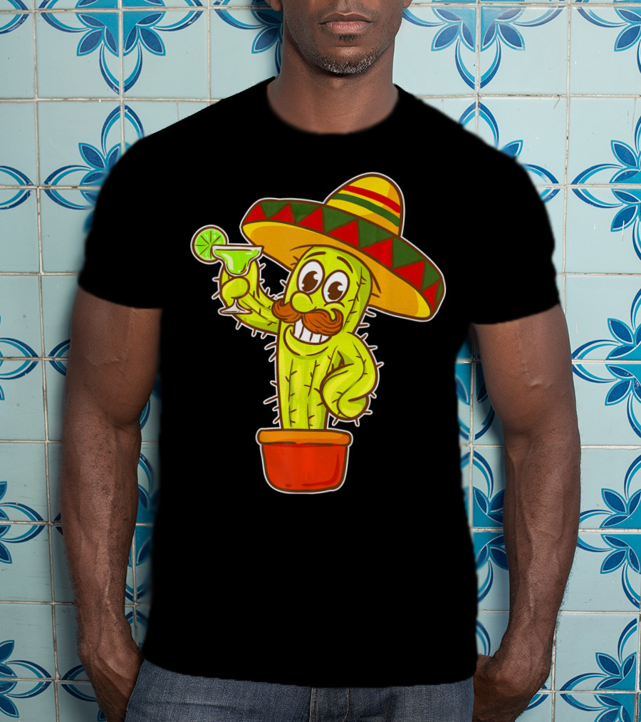 Cinco DE Mayo Cactus Costume Sombrero Margarita T-Shirt