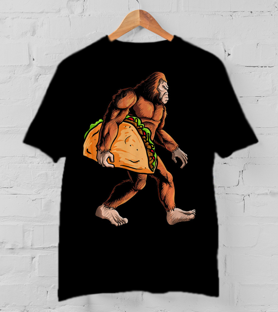 Bigfoot Carrying Giant Taco For Cinco De Mayo T-Shirt