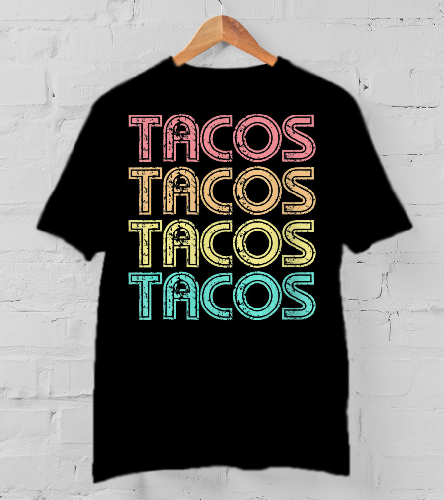 Vintage Retro Tacos Tuesday Mexican Tacos Multicolor T-Shirt