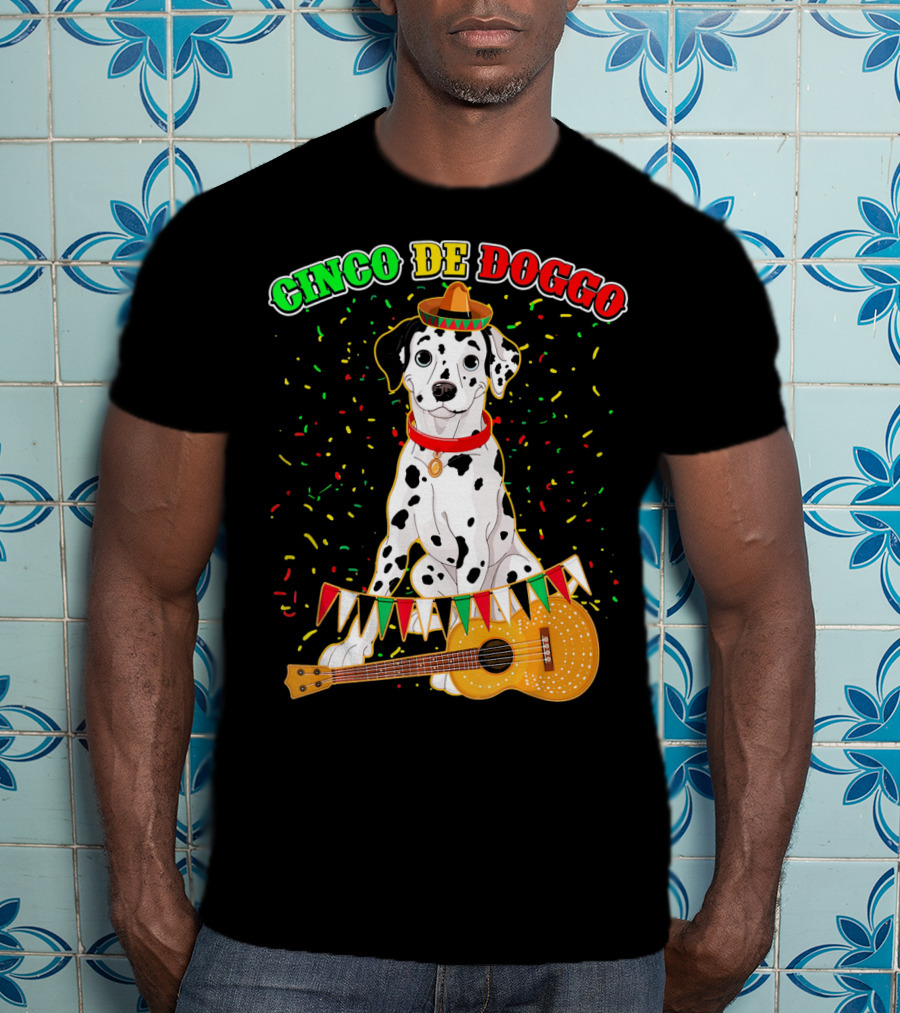 Cinco De Doggo Dalmatian Sombrero Guitar Confetti T-Shirt