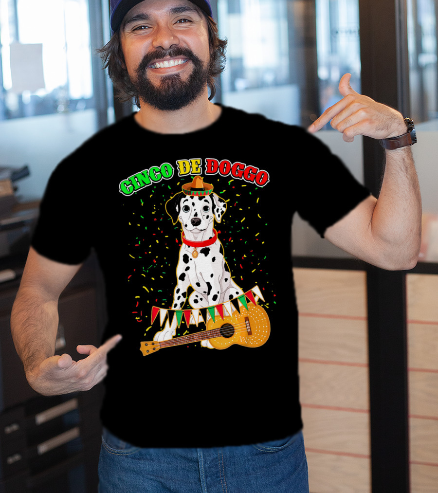Cinco De Doggo Dalmatian Sombrero Guitar Confetti T-Shirt