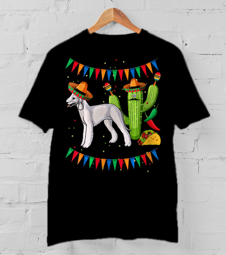 Sombrero Bedlington Terrier Dog Cactus Fiesta Mexico T-Shirt