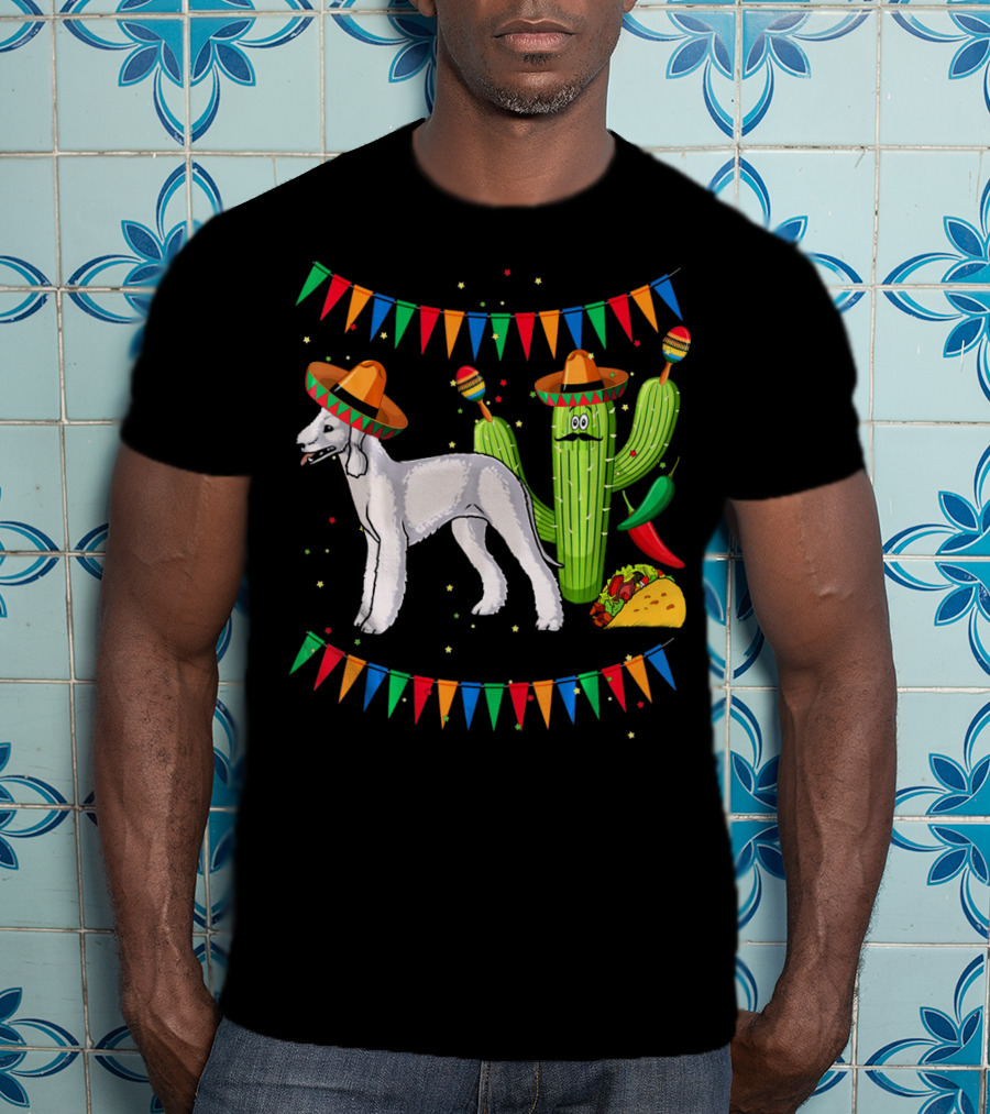 Sombrero Bedlington Terrier Dog Cactus Fiesta Mexico T-Shirt