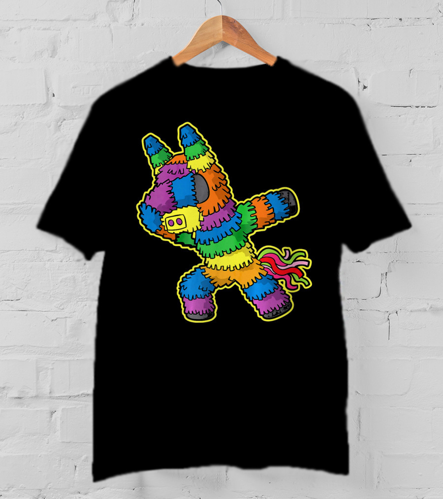 Dabbing Pinata Rainbow Colors Cinco De Mayo Kids Fun T-Shirt