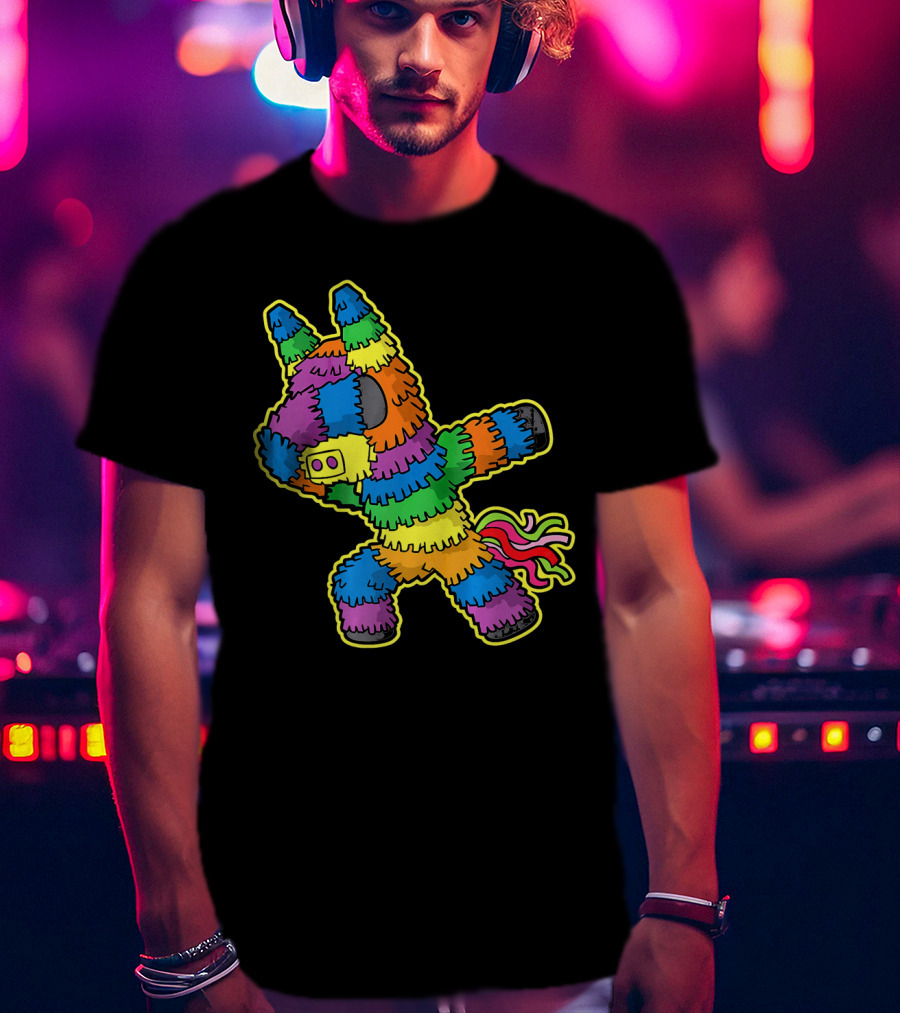 Dabbing Pinata Rainbow Colors Cinco De Mayo Kids Fun T-Shirt