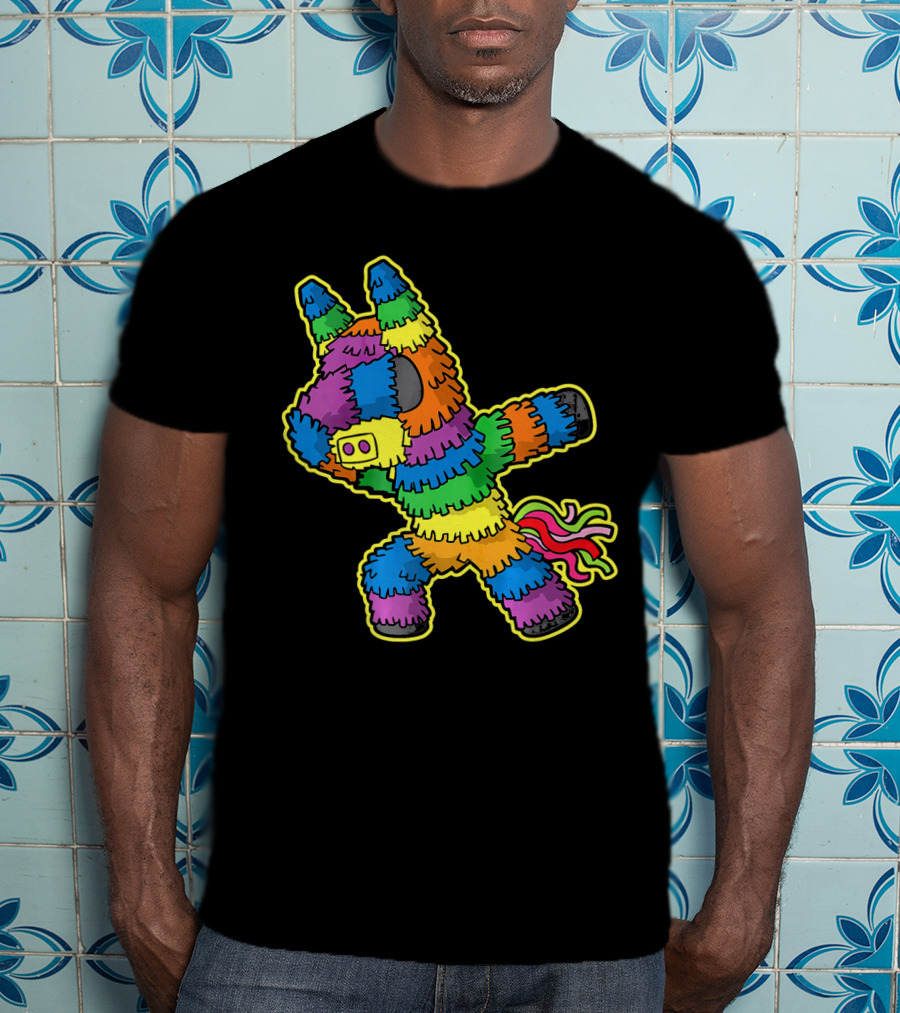 Dabbing Pinata Rainbow Colors Cinco De Mayo Kids Fun T-Shirt