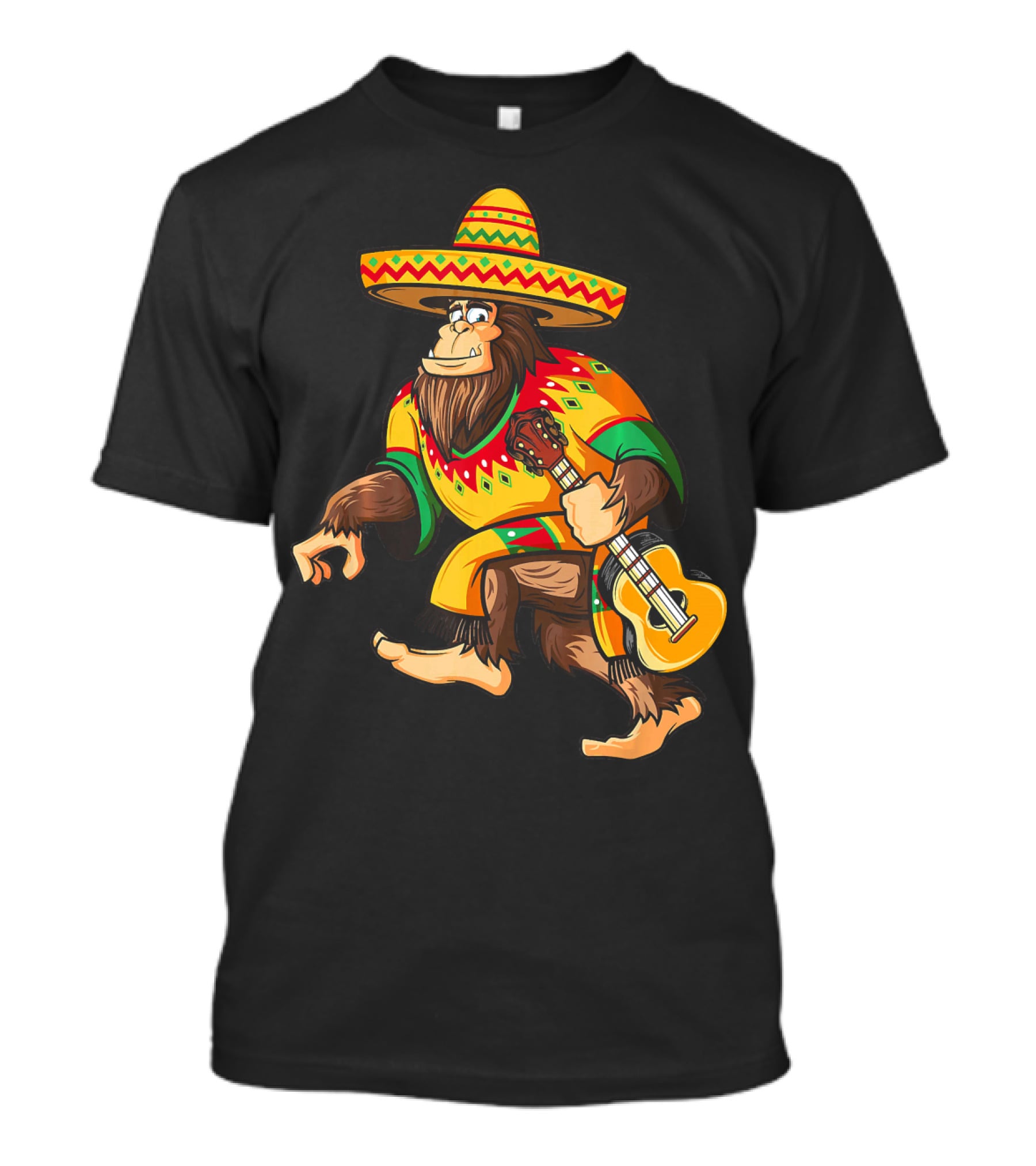 Funny Bigfoot El Squatcho Cinco De Mayo Sombrero Guitar T-Shirt