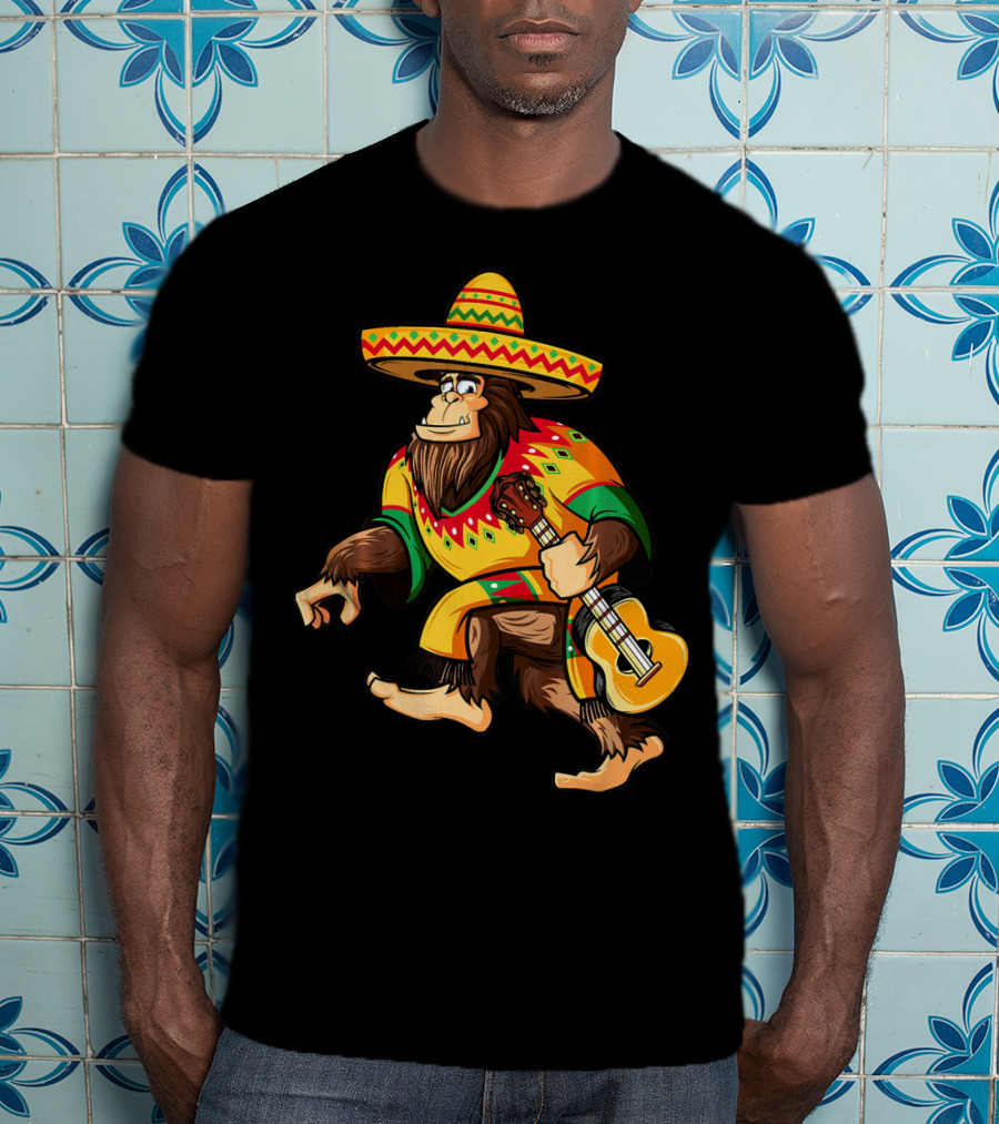 Funny Bigfoot El Squatcho Cinco De Mayo Sombrero Guitar T-Shirt