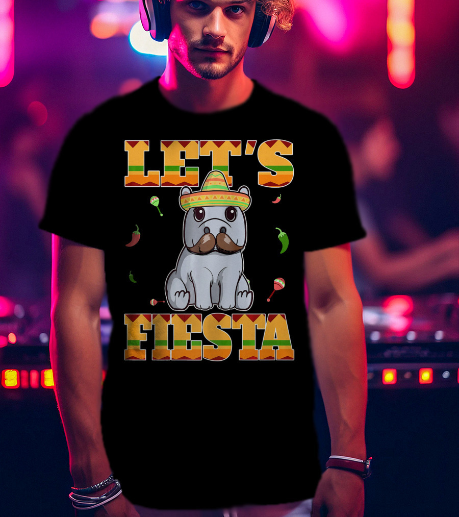 Let's Fiesta Hippopotamus Sombrero Peppers Maracas Cinco De Mayo T-Shirt