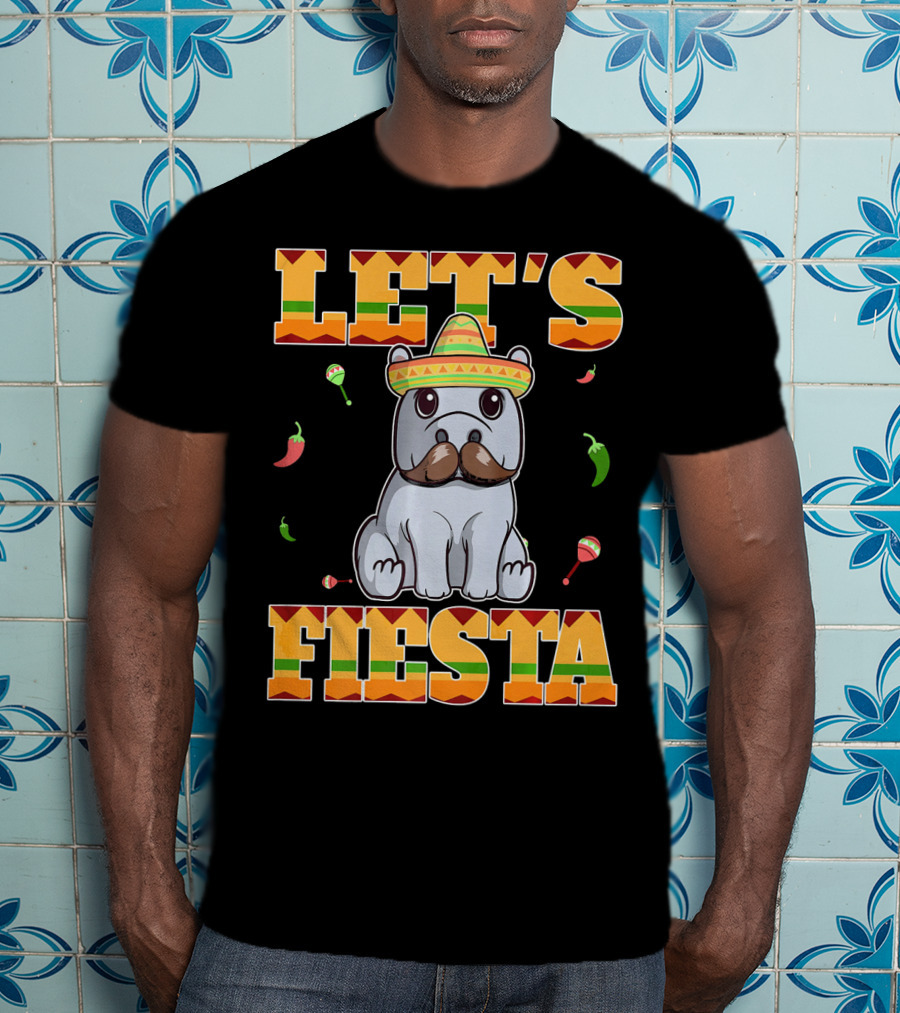 Let's Fiesta Hippopotamus Sombrero Peppers Maracas Cinco De Mayo T-Shirt