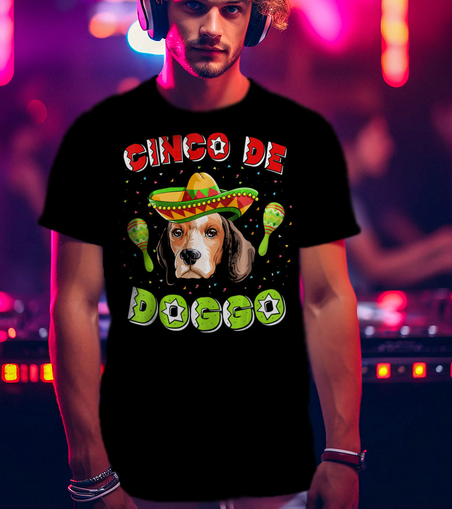 Cinco De Doggo Beagle Fiesta Sombrero Maracas T-Shirt