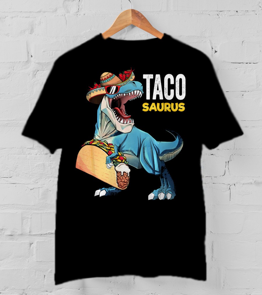 Taco Tuesday Cinco De Tacosaurus Dinosaur Sombrero T-Shirt