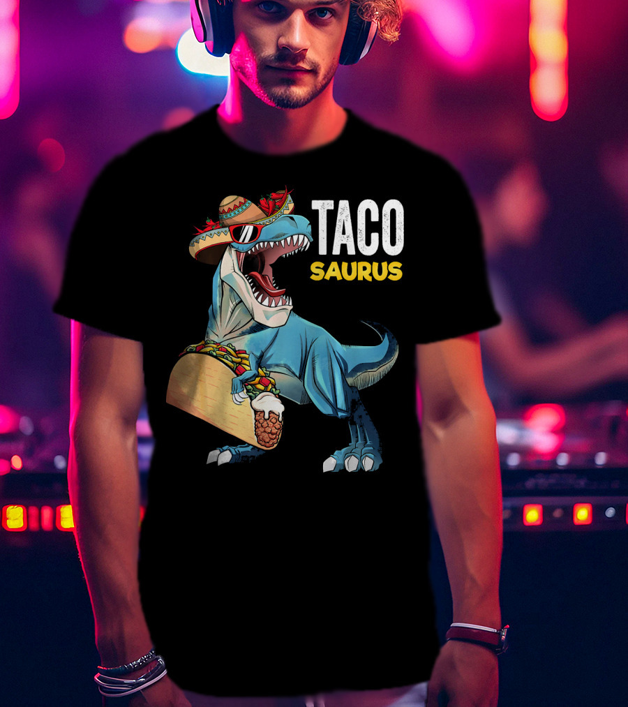 Taco Tuesday Cinco De Tacosaurus Dinosaur Sombrero T-Shirt