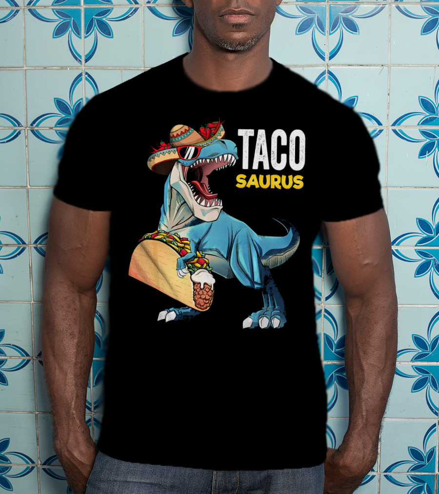 Taco Tuesday Cinco De Tacosaurus Dinosaur Sombrero T-Shirt