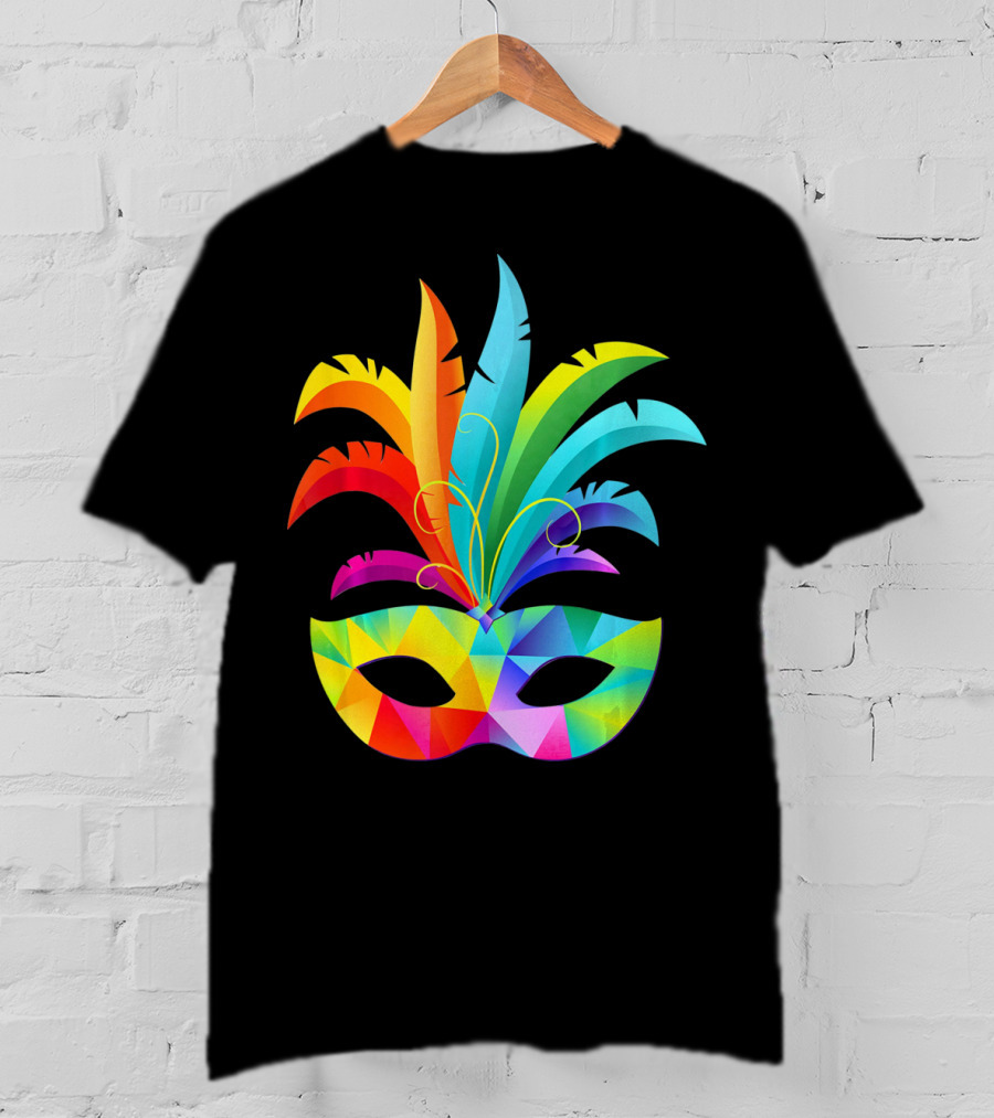 Colorful Carnival Mask Carnaval Rio De Janeiro Feathered Festival T-Shirt