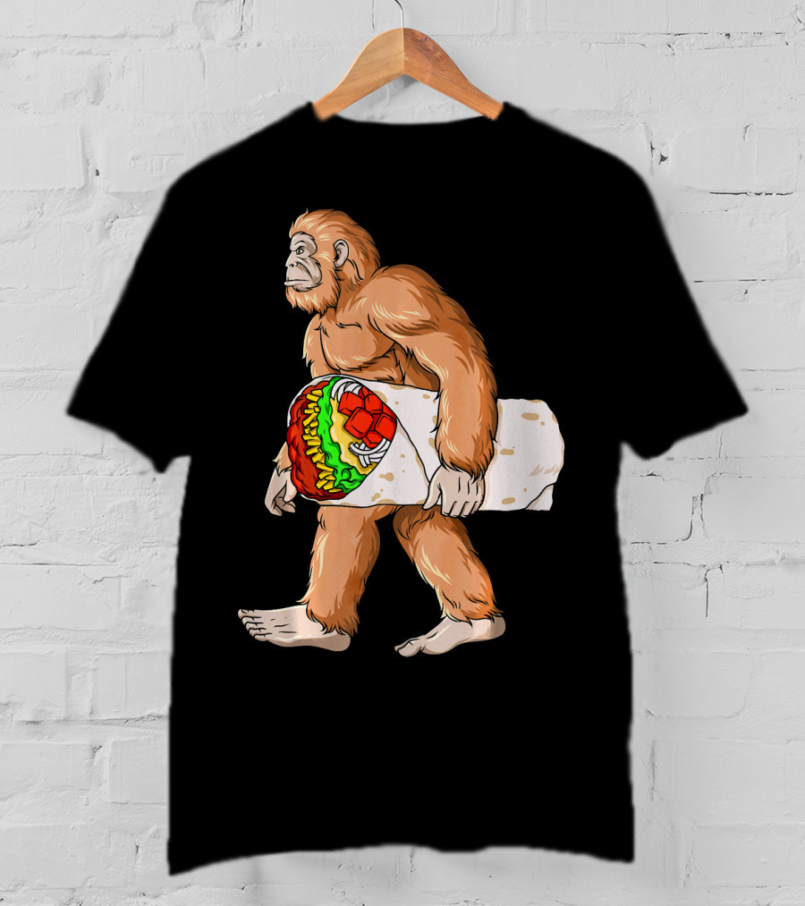 Bigfoot Carrying Burrito Sasquatch Cinco De Mayo T-Shirt