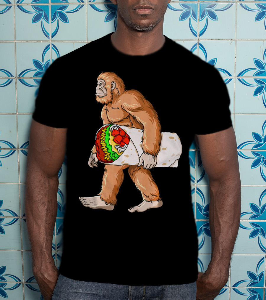 Bigfoot Carrying Burrito Sasquatch Cinco De Mayo T-Shirt