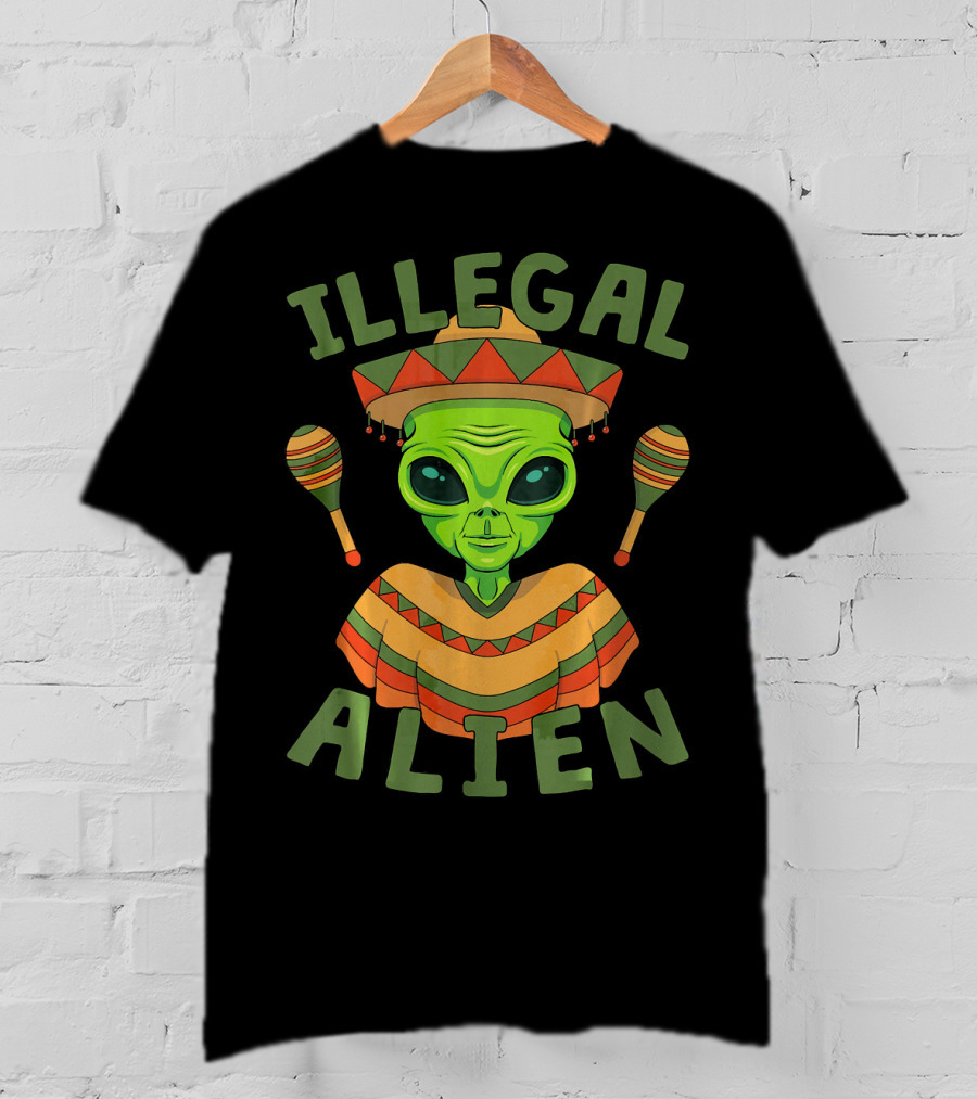 Illegal Alien In Sombrero With Maracas For Cinco De Mayo T-Shirt