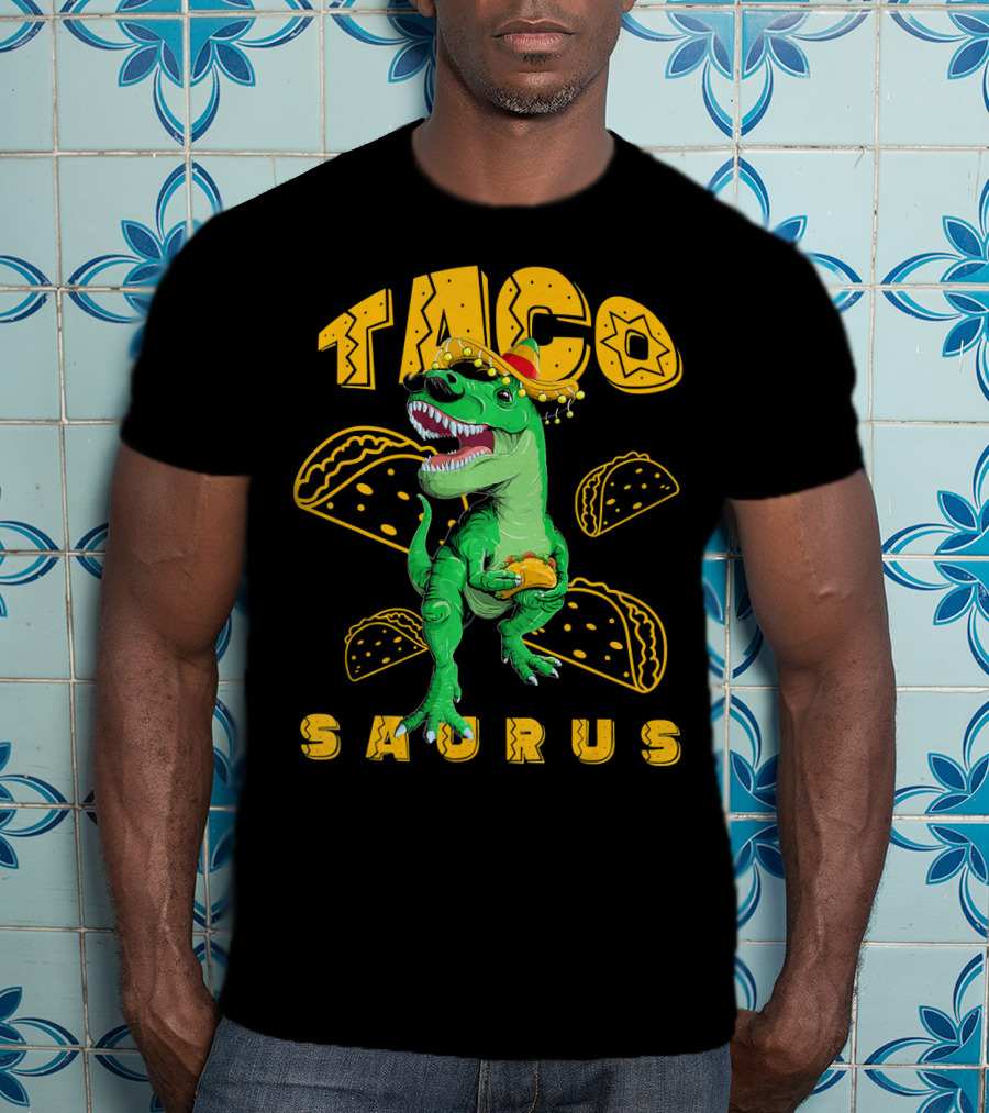Cinco De Mayo Taco Saurus Dinosaur With Sombrero And Tacos T-Shirt