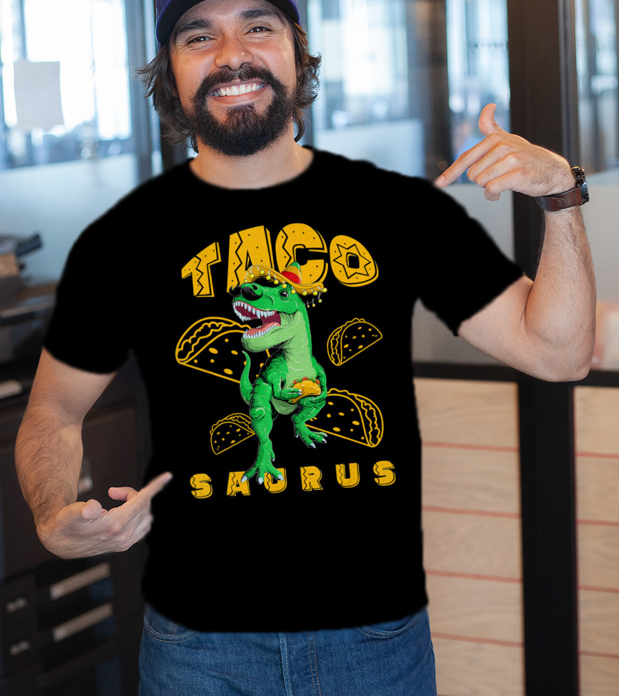 Cinco De Mayo Taco Saurus Dinosaur With Sombrero And Tacos T-Shirt
