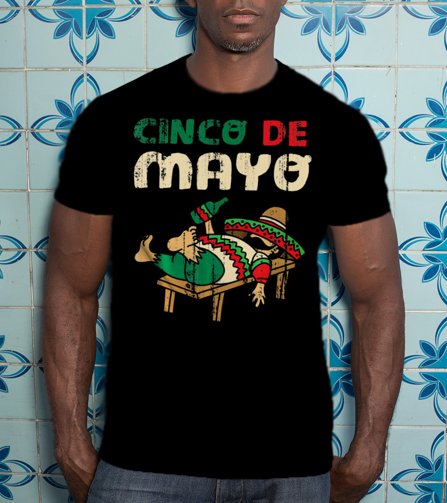 Cinco De Mayo Festive Celebration Sombrero And Poncho T-Shirt