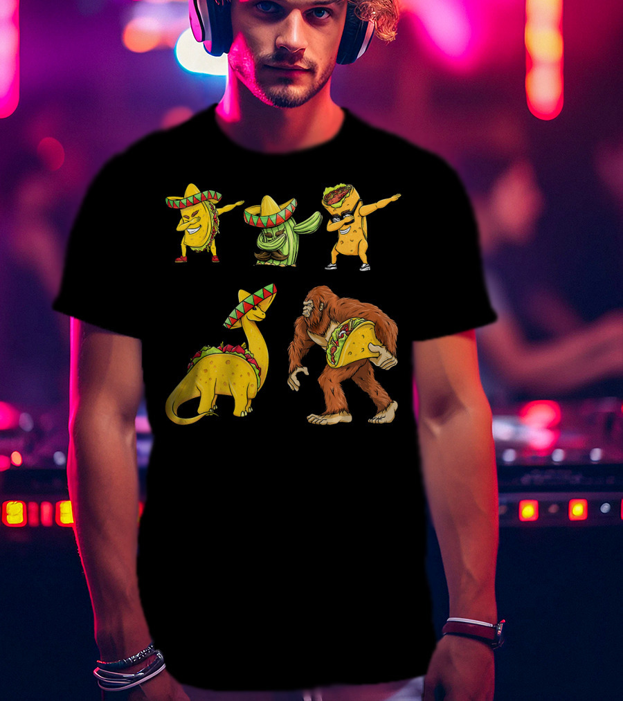 Cinco De Mayo Taco Cactus Burrito Dinosaur Sombrero Bigfoot T-Shirt